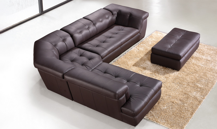 Jennifer Italia Alchimie 4-Seater Italian Leather Tufted Sectional Sofa