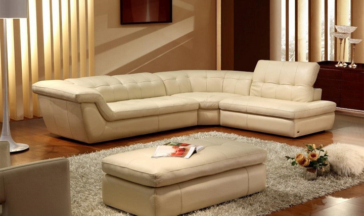 Jennifer Italia Alchimie 4-Seater Italian Leather Tufted Sectional Sofa