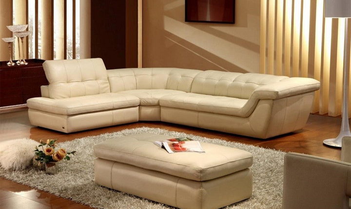 Jennifer Italia Alchimie 4-Seater Italian Leather Tufted Sectional Sofa
