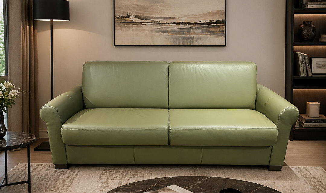 Nicoletti Italia Alcova Leather Queen Sleeper With Memory Foam Mattress - Jennifer Furniture