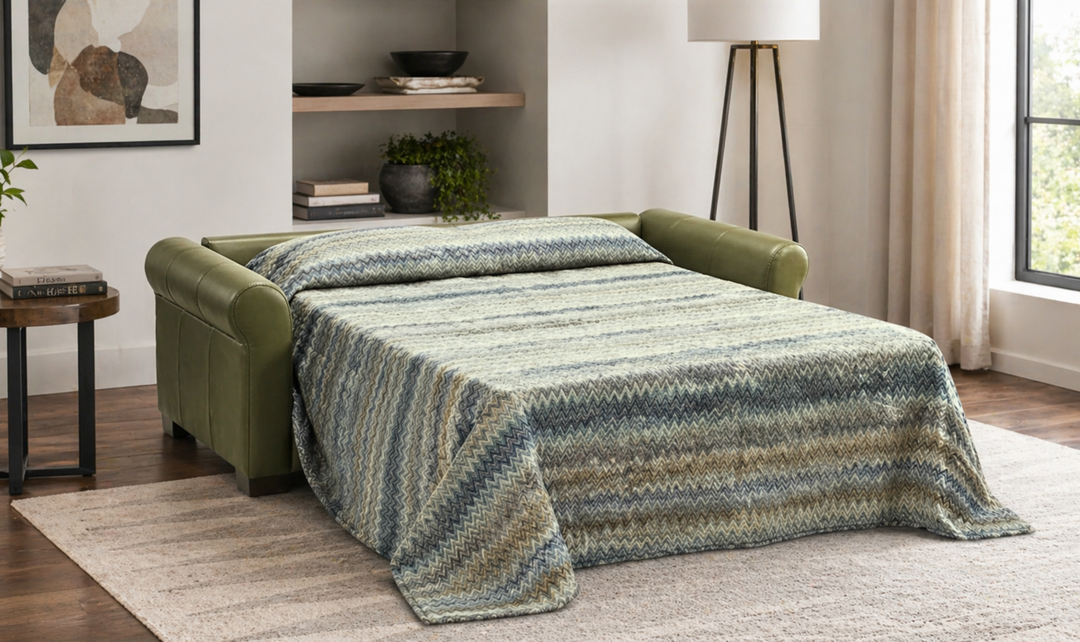 Nicoletti Italia Alcova Leather Queen Sleeper With Memory Foam Mattress - Jennifer Furniture
