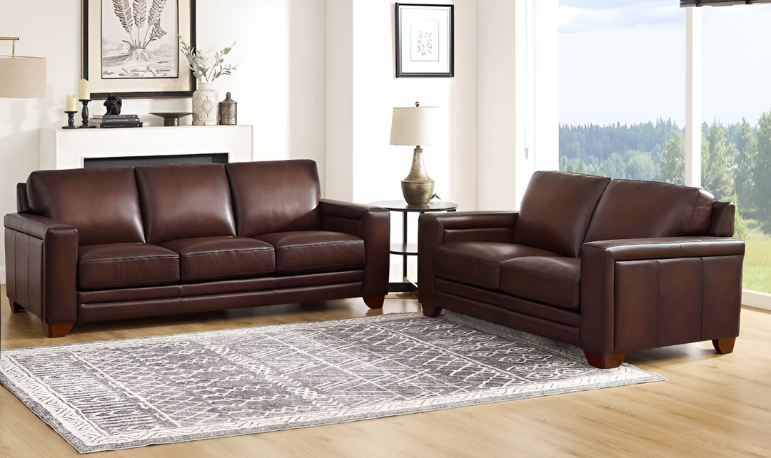 Buy Hydeline Alice Leather Living Room Set in Caramel Brown Online