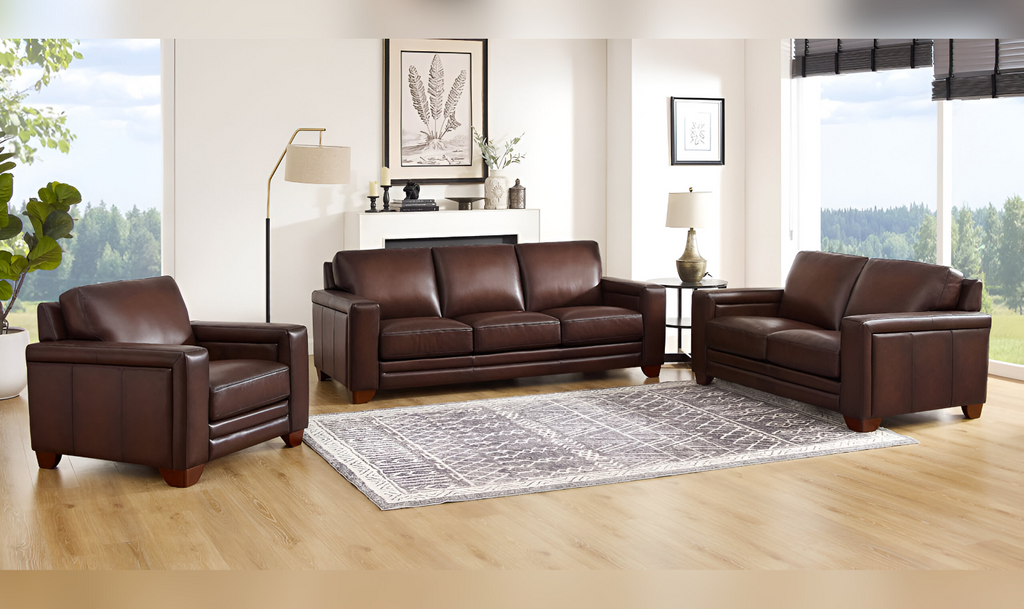 Buy Hydeline Alice Leather Living Room Set in Caramel Brown Online
