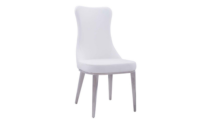 ESF Alice Rectangular Dining Table With Glass Top In White - 992