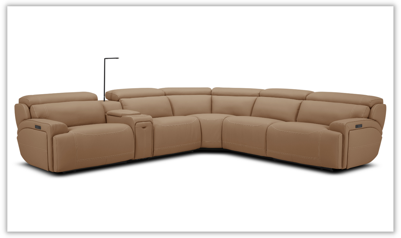 Aline Leather Power Reclining Sectional Sofa With Wireless Charging