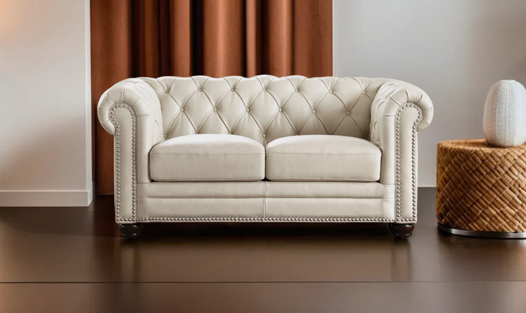Aliso 2-Seater Leather Loveseat With Rolled Arms-Jennifer Furniture