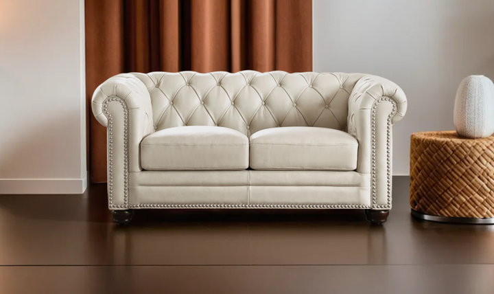 Aliso 2-Seater Leather Loveseat With Rolled Arms-Jennifer Furniture