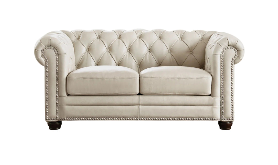 Aliso 2-Seater Leather Loveseat With Rolled Arms-Jennifer Furniture