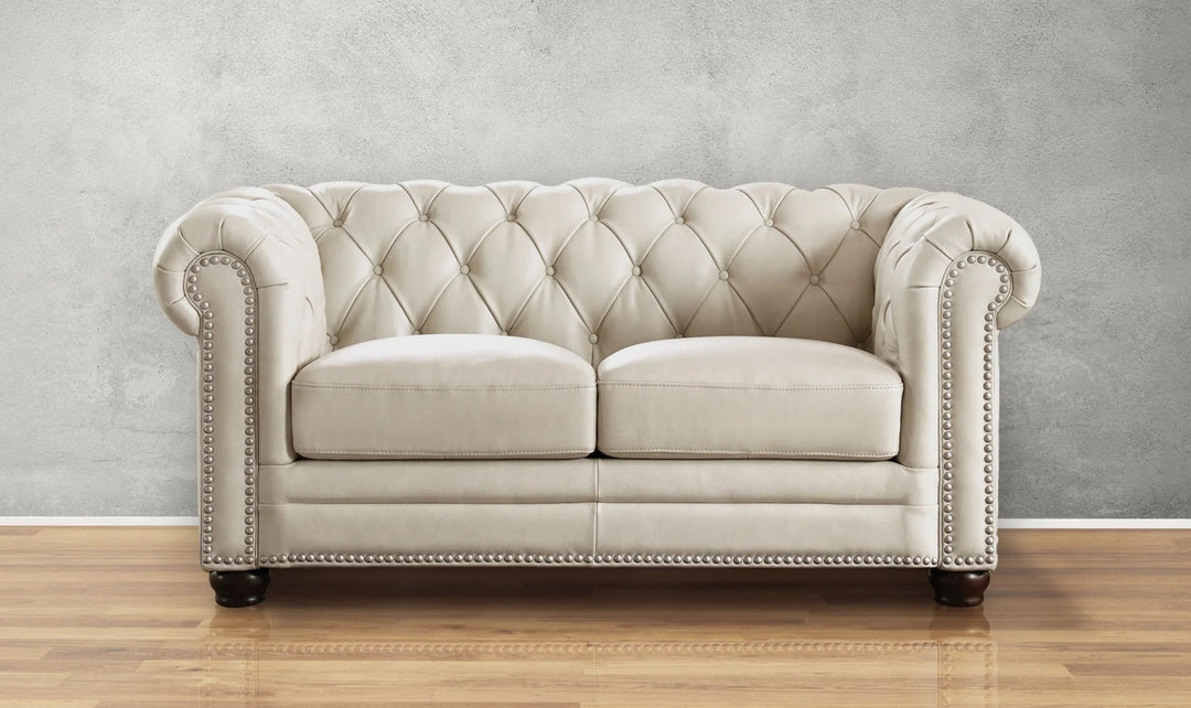 Aliso 2-Seater Leather Loveseat With Rolled Arms-Jennifer Furniture