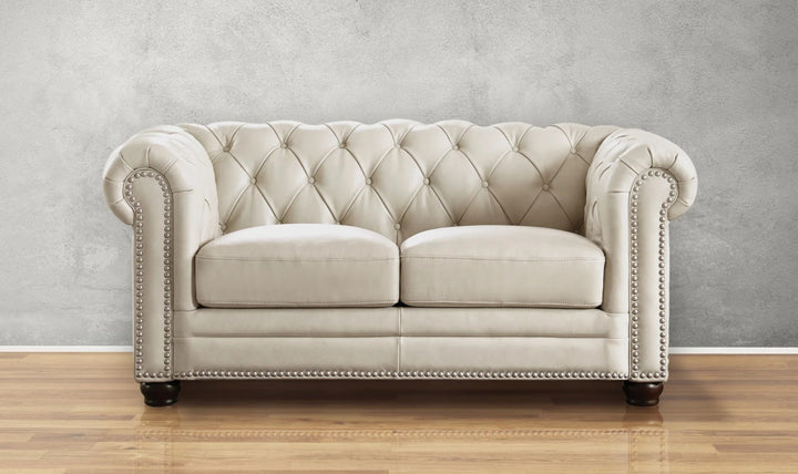 Aliso 2-Seater Leather Loveseat With Rolled Arms-Jennifer Furniture