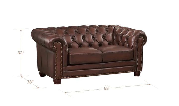 Aliso 2-Seater Leather Loveseat With Rolled Arms-Jennifer Furniture