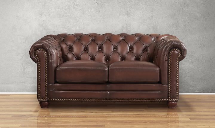 Aliso 2-Seater Leather Loveseat With Rolled Arms-Jennifer Furniture