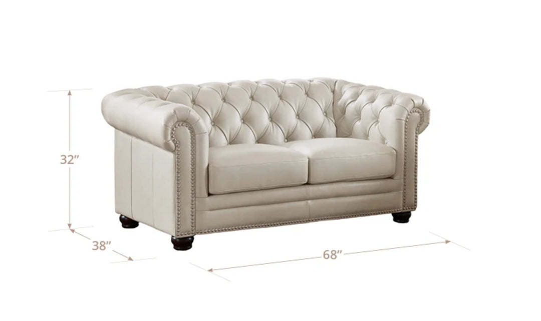 Aliso 2-Seater Leather Loveseat With Rolled Arms-Jennifer Furniture