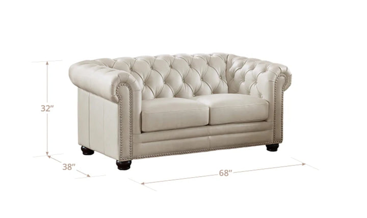 Aliso 2-Seater Leather Loveseat With Rolled Arms-Jennifer Furniture