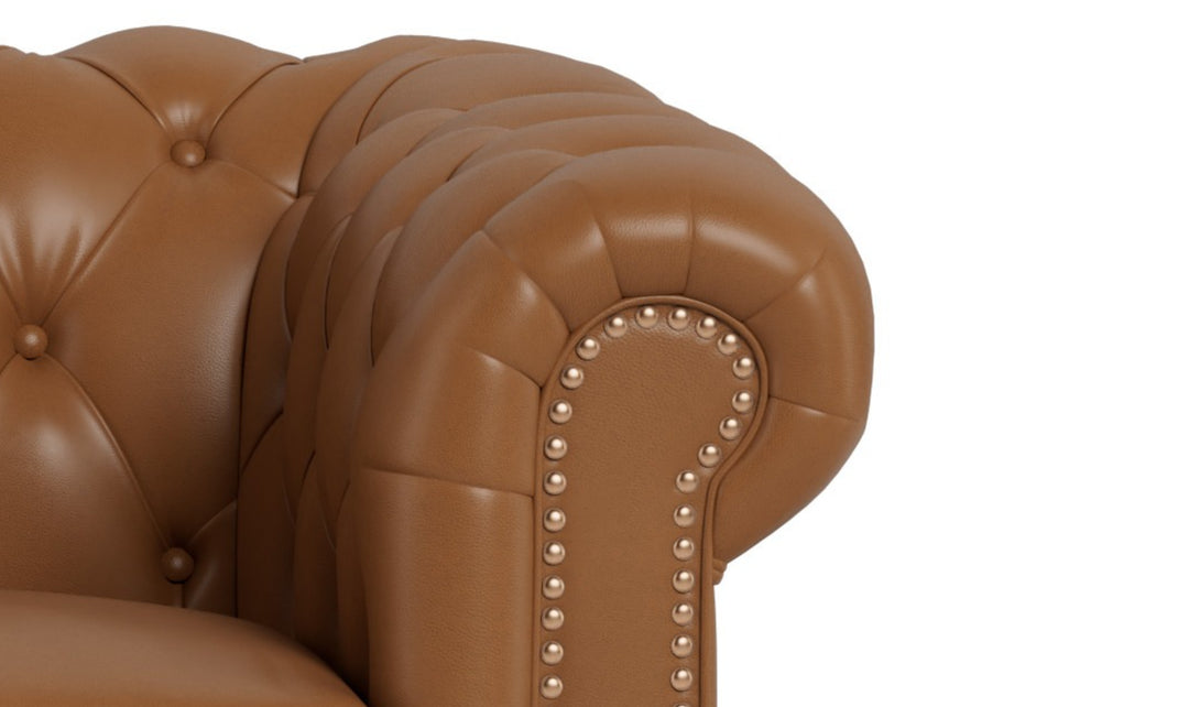 Aliso 3-Seater Leather Sofa With Rolled Arms-Jennifer Furniture