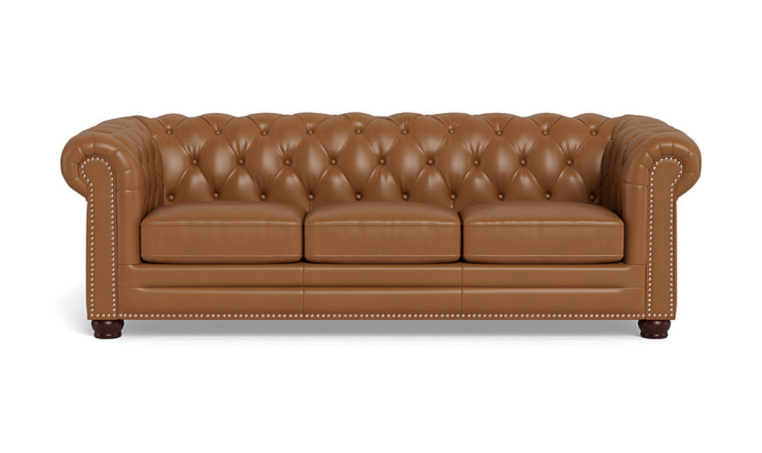 Aliso 3-Seater Leather Sofa With Rolled Arms-Jennifer Furniture