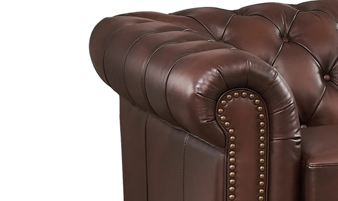 Aliso 3-Seater Leather Sofa With Rolled Arms-Jennifer Furniture
