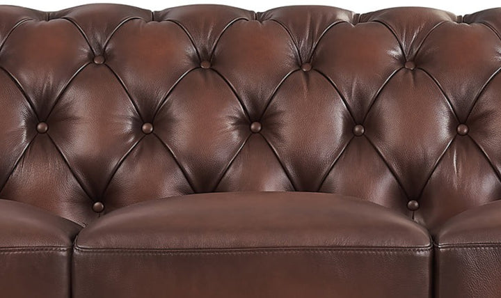 Aliso 3-Seater Leather Sofa With Rolled Arms-Jennifer Furniture