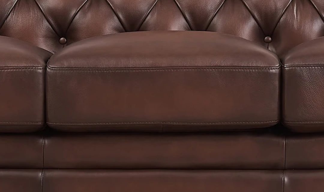 Aliso 3-Seater Leather Sofa With Rolled Arms-Jennifer Furniture