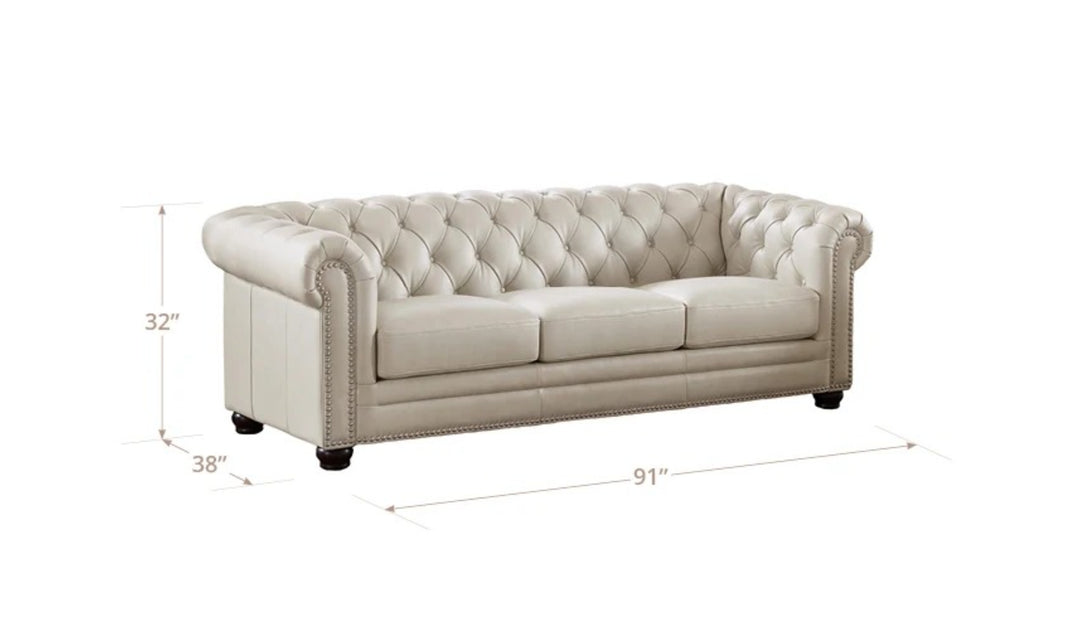 Aliso 3-Seater Leather Sofa With Rolled Arms-Jennifer Furniture
