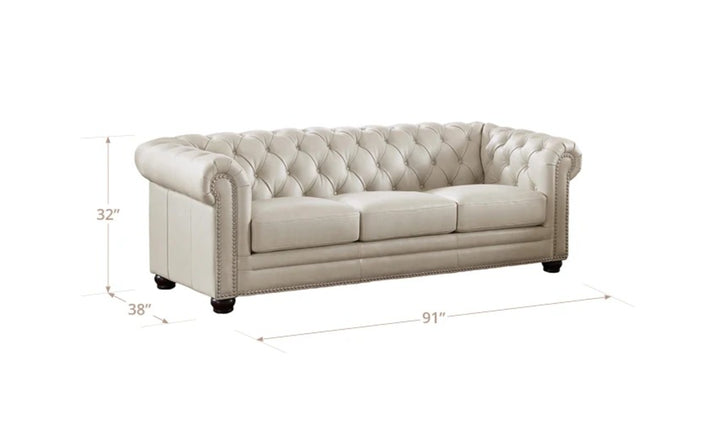 Aliso 3-Seater Leather Sofa With Rolled Arms-Jennifer Furniture