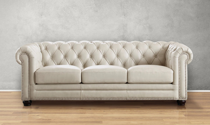 Aliso 3-Seater Leather Sofa With Rolled Arms-Jennifer Furniture