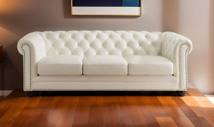 Aliso 3-Seater Leather Sofa With Rolled Arms-Jennifer Furniture
