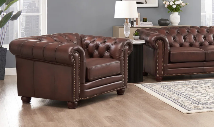 Aliso Leather Chair With Rolled Arms