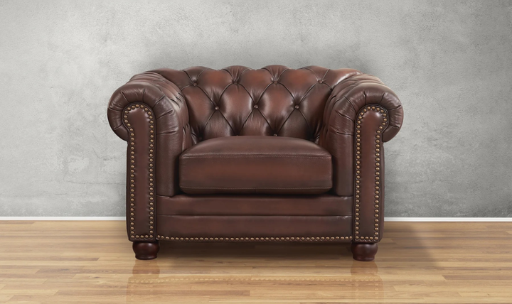 Aliso Leather Chair With Rolled Arms-Jennifer Furniture 