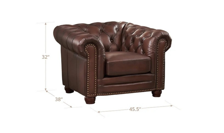 Aliso Leather Chair With Rolled Arms-Jennifer Furniture 