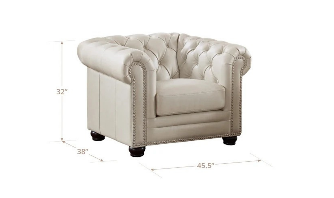 Aliso Leather Chair With Rolled Arms