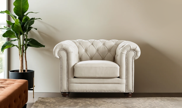 Aliso Leather Chair With Rolled Arms