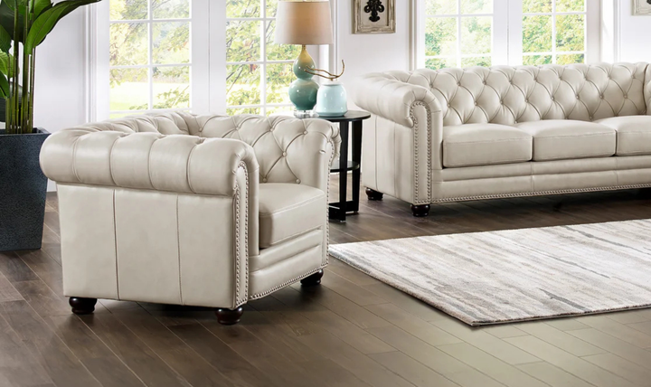 Aliso Leather Chair With Rolled Arms