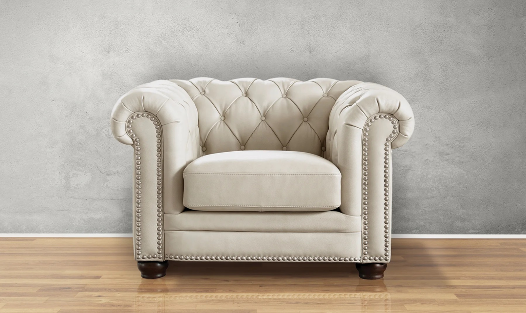 Aliso Leather Chair With Rolled Arms-Jennifer Furniture 