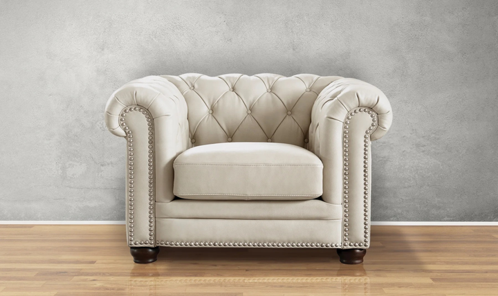 Aliso Leather Chair With Rolled Arms-Jennifer Furniture 