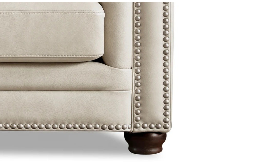Aliso 2-Seater Leather Loveseat With Rolled Arms