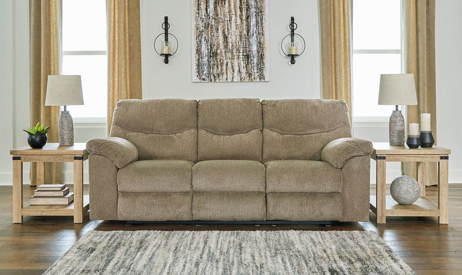 Modern Heritage Alphons 3-Seater Pull-Tab Fabric Reclining Motion Sofa