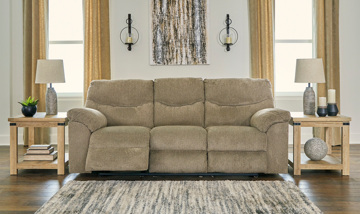 Modern Heritage Alphons 3-Seater Pull-Tab Fabric Reclining Motion Sofa