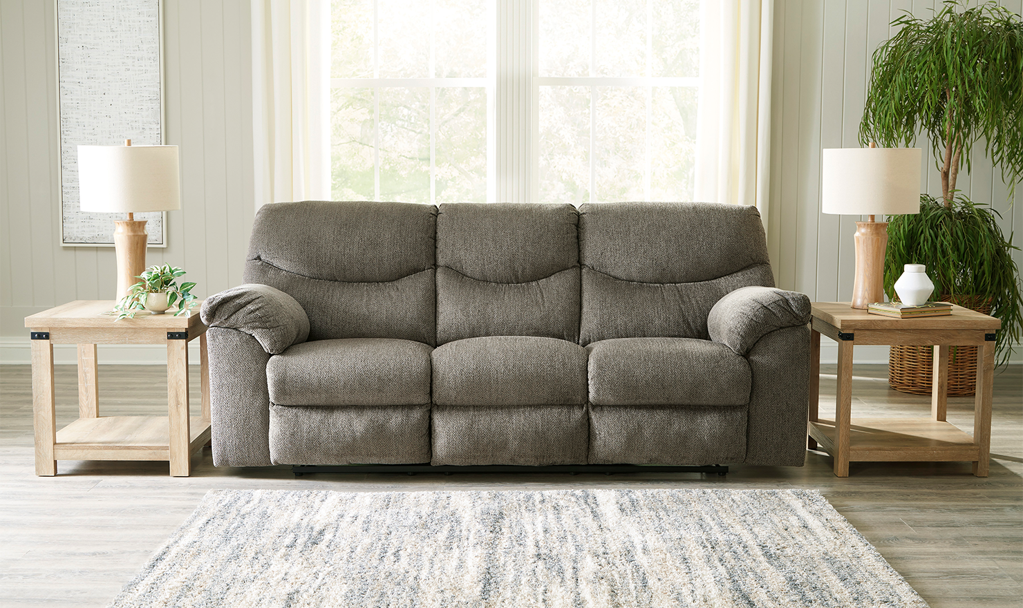 Modern Heritage Alphons 3-Seater Pull-Tab Fabric Reclining Motion Sofa