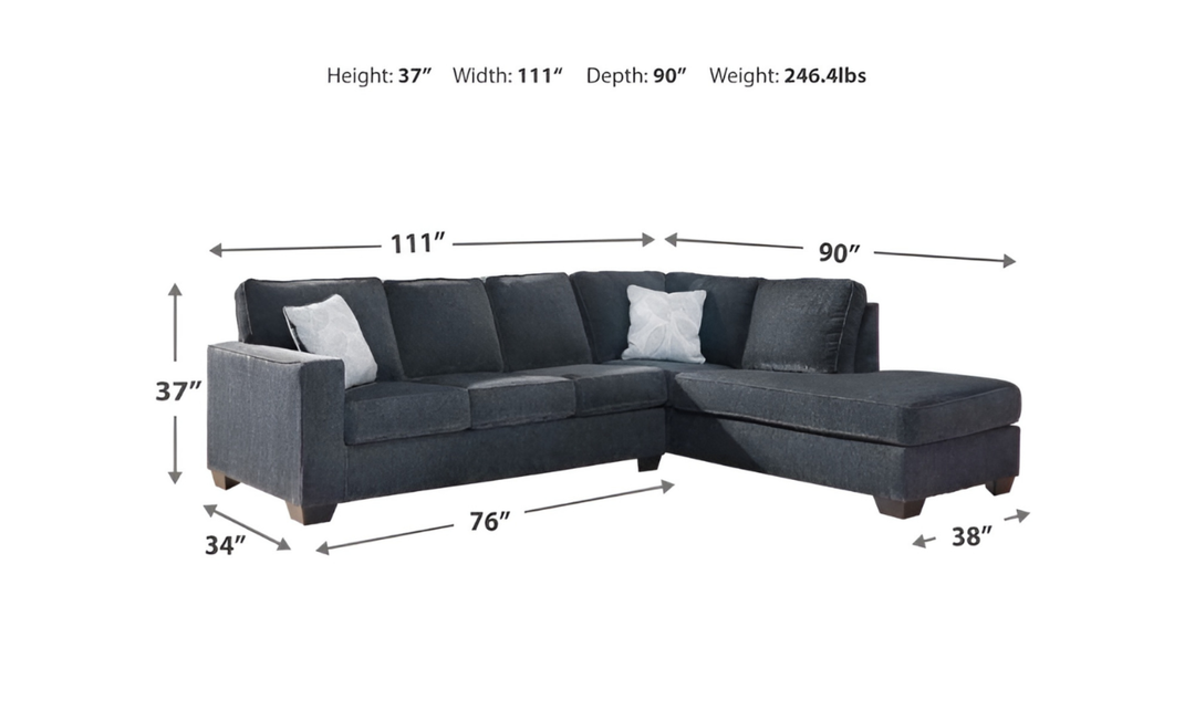 Altari Sectional Sleeper with Chaise-Jennifer Furniture