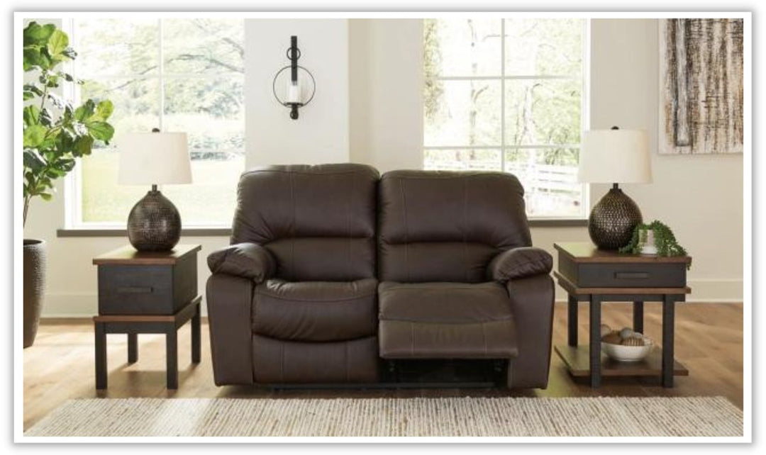 Leesworth Dark Brown Leather Power Recliner Living Room Set