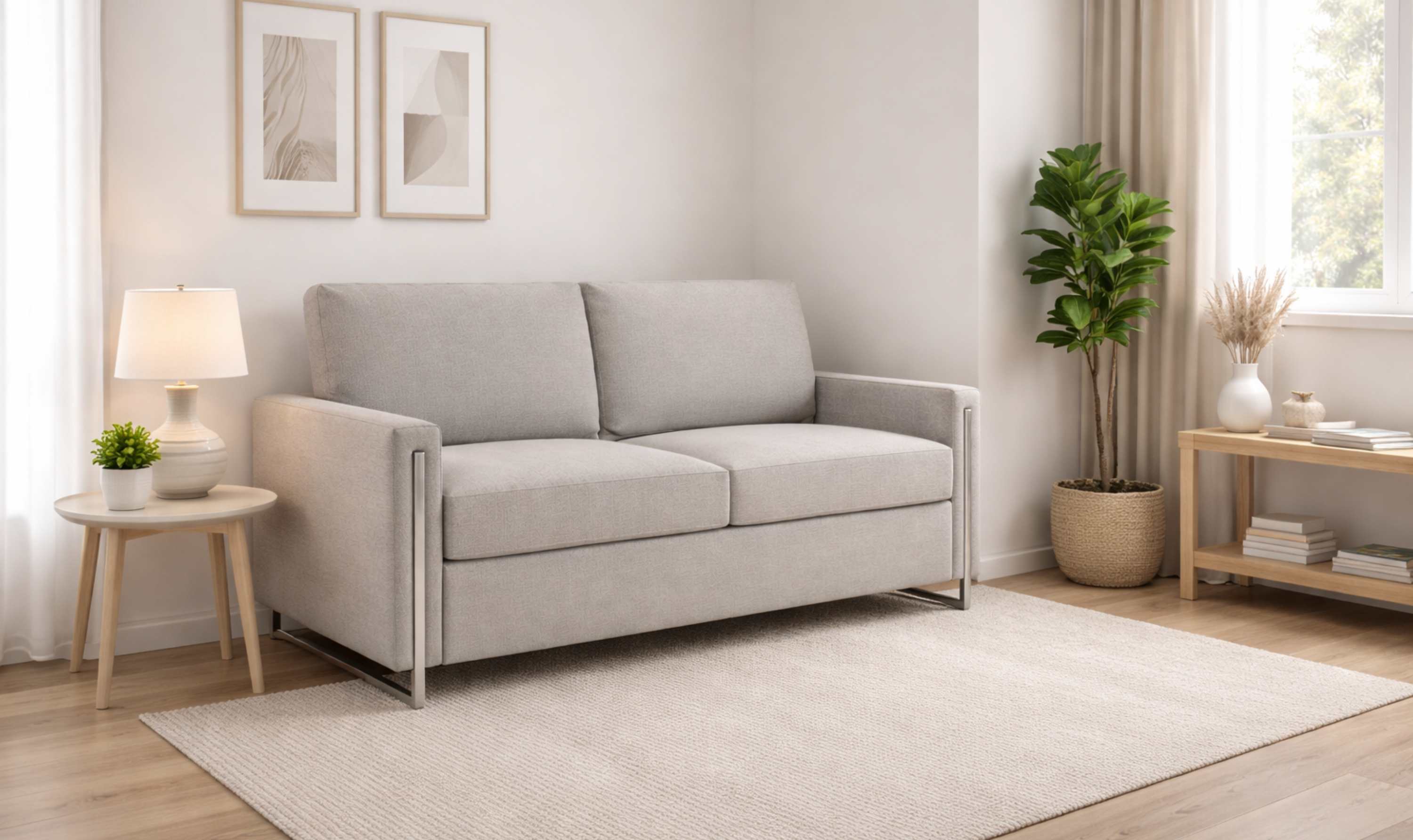 American Leather Comfort Sulley White Sleeper Sofa With Track Arms