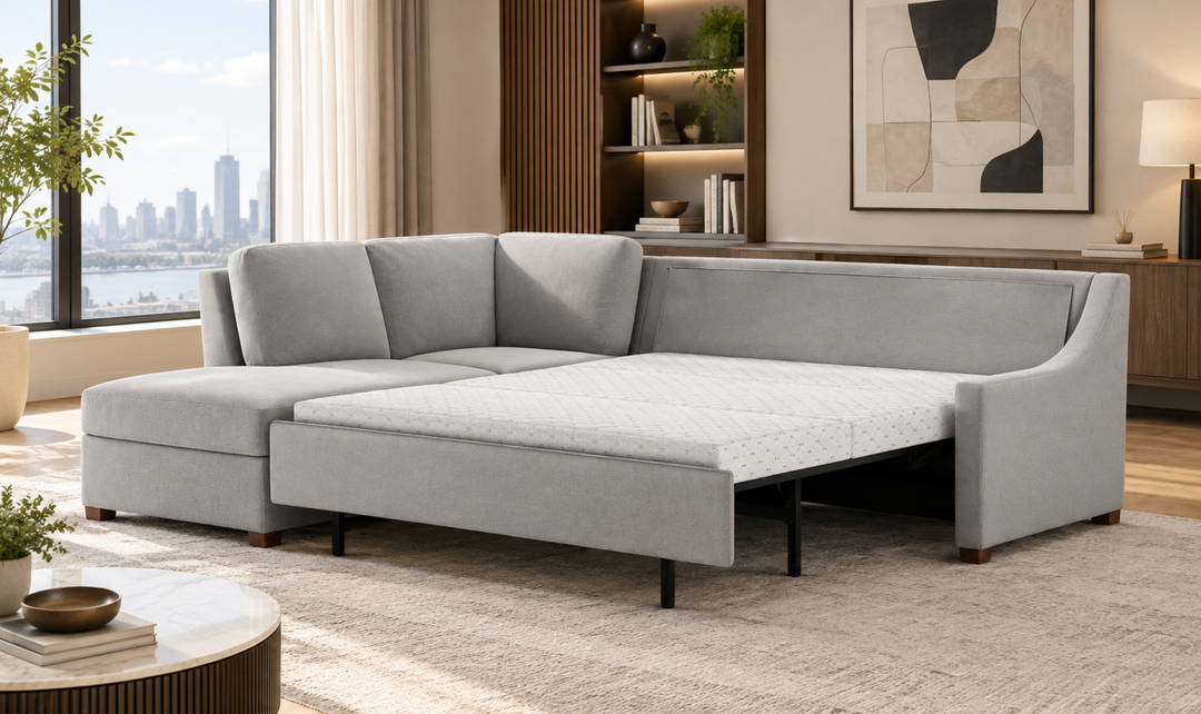 American Leather Perry Comfort Sectional Sleeper Sofa In Queen Size - Jennifer Furniture