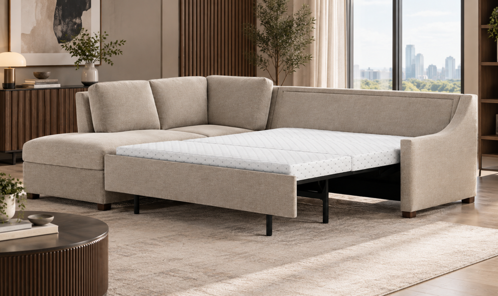 American Leather Perry Comfort Sectional Sleeper Sofa In Queen Size - Jennifer Furniture