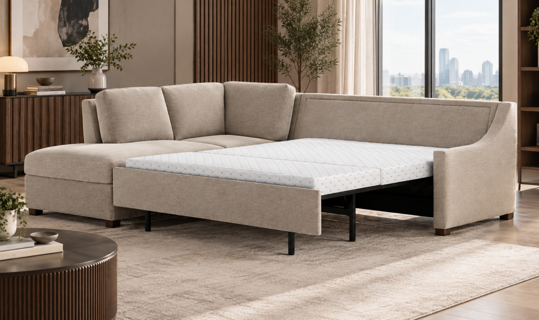 American Leather Perry Comfort Sectional Sleeper Sofa In Queen Size - Jennifer Furniture
