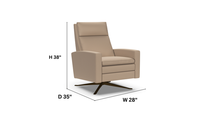 American Leather Recliners Simon Brown Swivel Reclining Chair with USB Charging Port-Jennifer Furniture