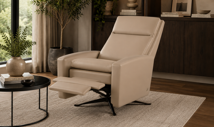 American Leather Recliners Simon Brown Swivel Reclining Chair with USB Charging Port-Jennifer Furniture
