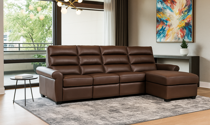 American Leather Austin 2 Piece Leather Sectional in Brown-jennifer furniture