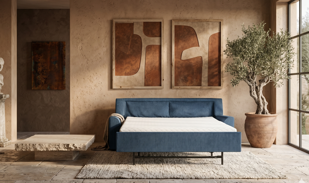 American Leather Comfort Sleeper Klein With Quarter Moon Arm Design