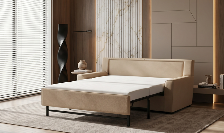 American Leather Comfort Sleeper Klein With Quarter Moon Arm Design